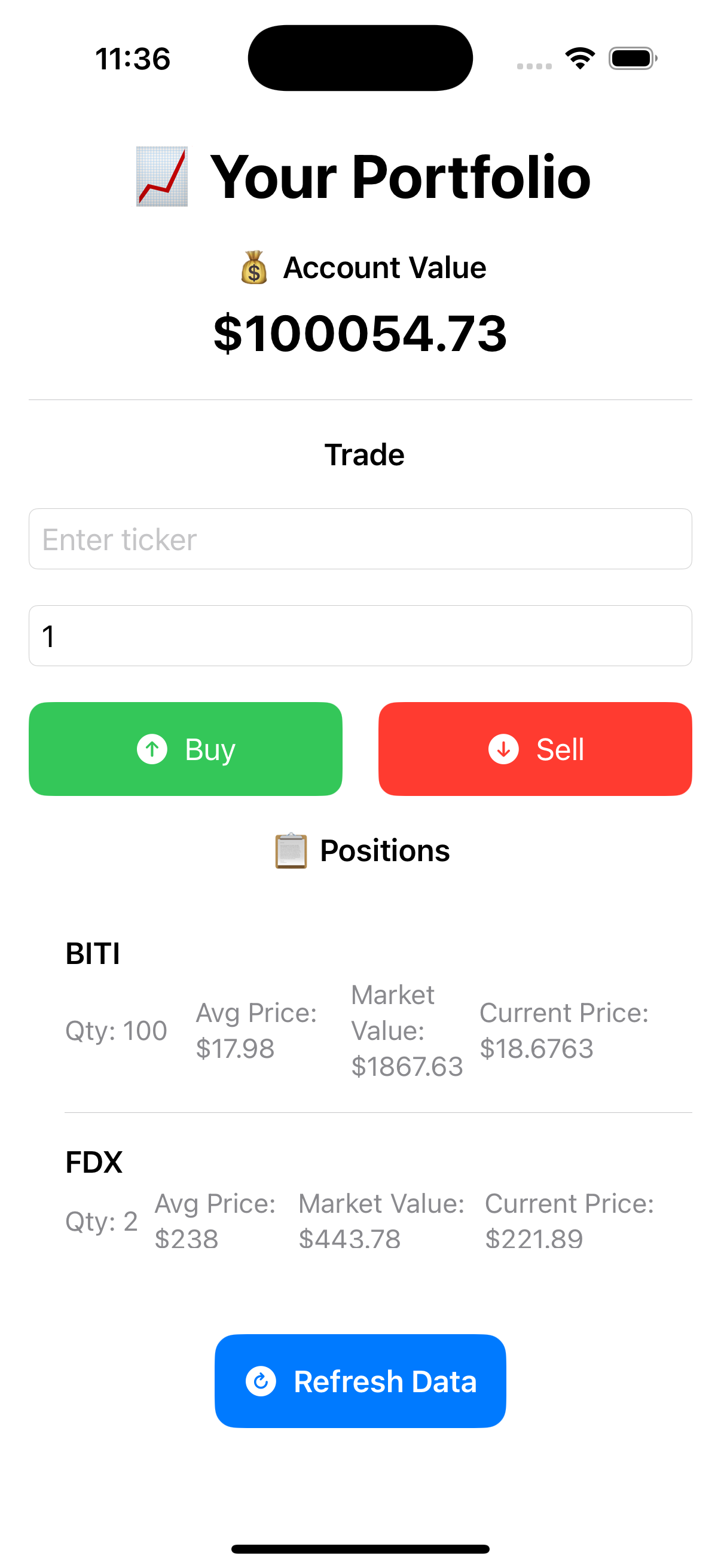 Stock App Screenshot